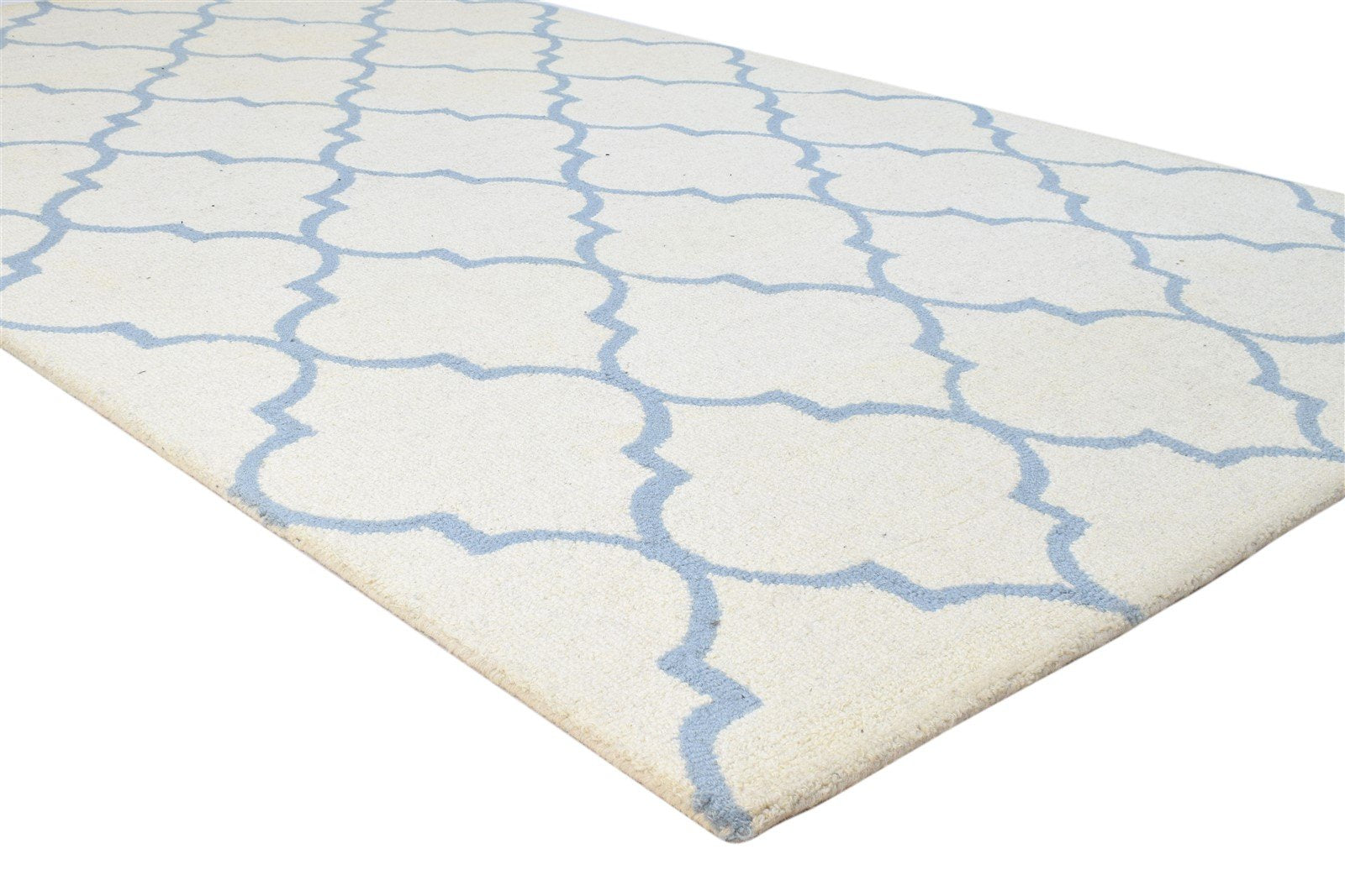 Hand Tufted Ivory Wool Rug 5' X 8' Modern Moroccan Trellis Room Size Carpet 