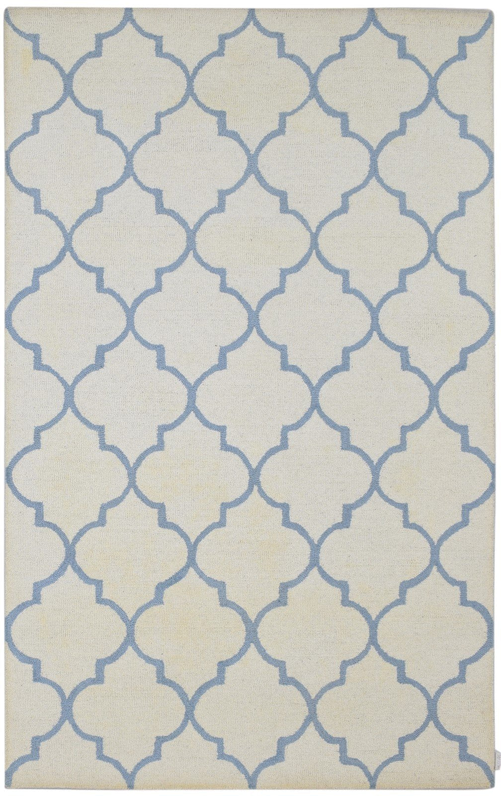 Hand Tufted Ivory Wool Rug 5' X 8' Modern Moroccan Trellis Room Size Carpet