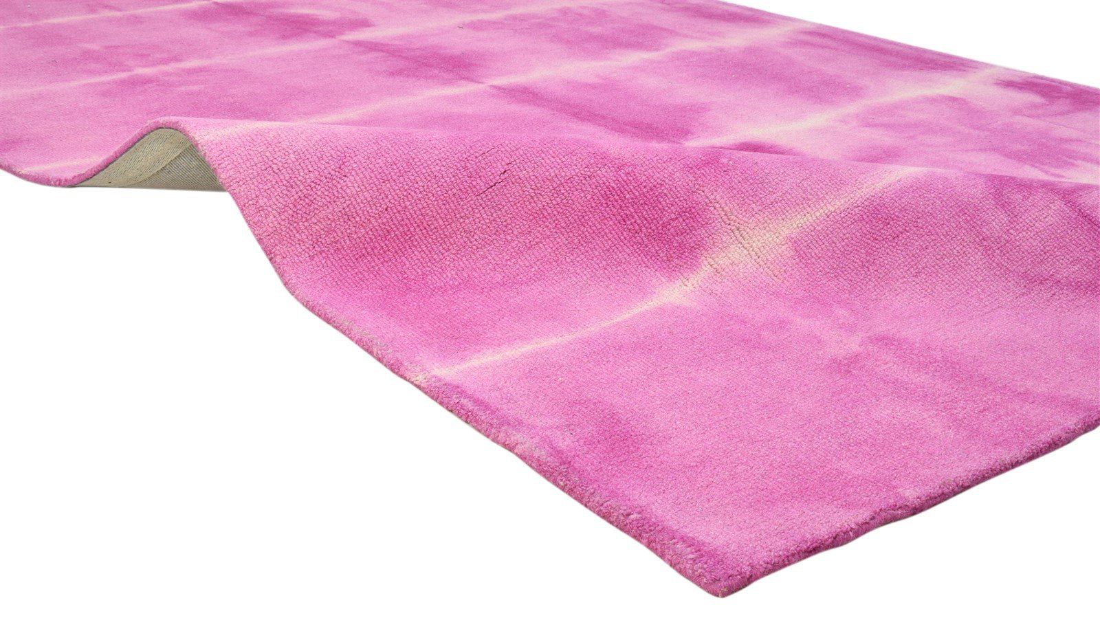 Purple Wool Rug 5' X 8' Modern Hand Tufted Shibori Tie Dye Room Size Carpet 