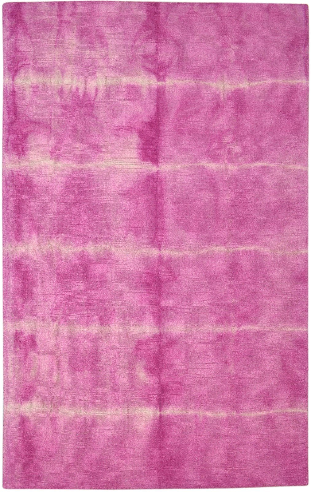 Purple Wool Rug 5' X 8' Modern Hand Tufted Shibori Tie Dye Room Size Carpet