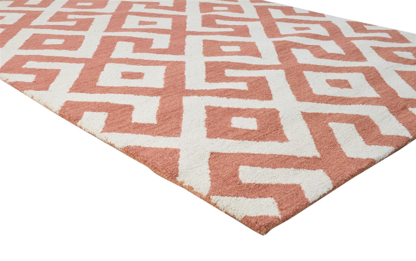 5' X 8' Rug Wool Rust Modern Hand Tufted French Zig-Zag Room Size Carpet 