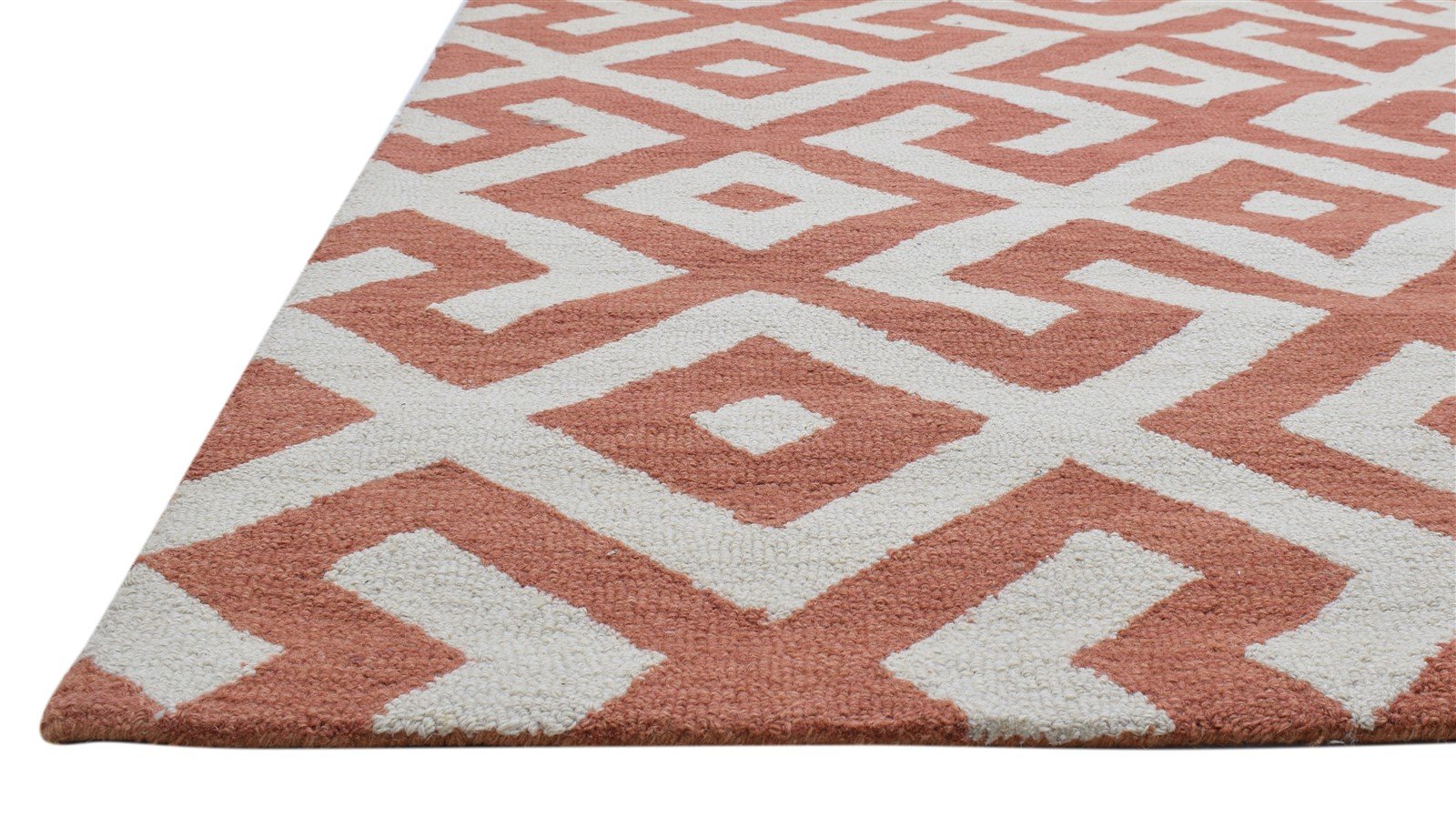 5' X 8' Rug Wool Rust Modern Hand Tufted French Zig-Zag Room Size Carpet