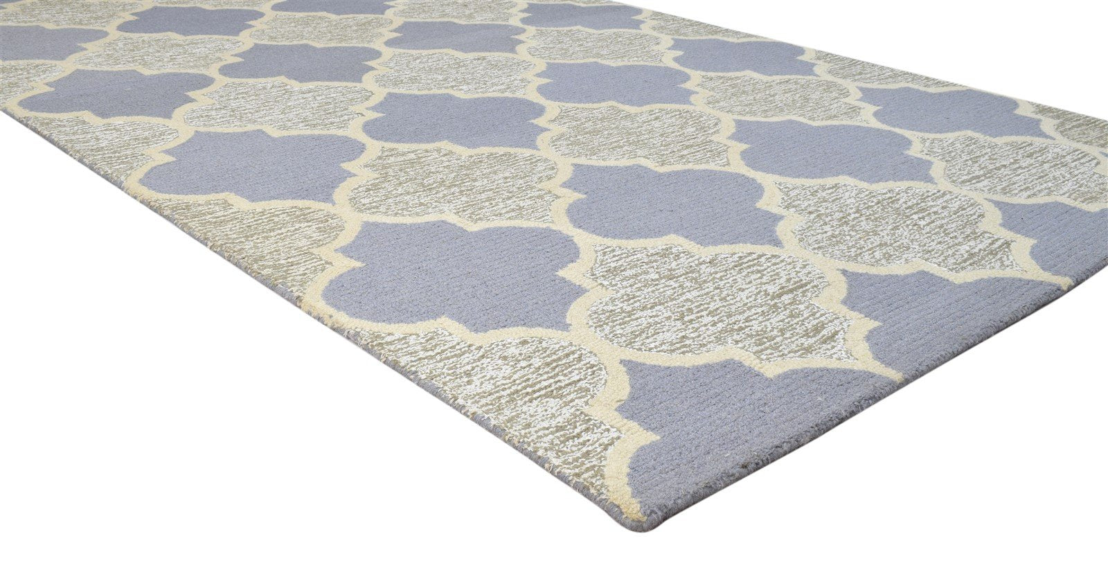 Grey Wool Rug 5' X 8' Modern Hand Tufted Moroccan Trellis Room Size Carpet 