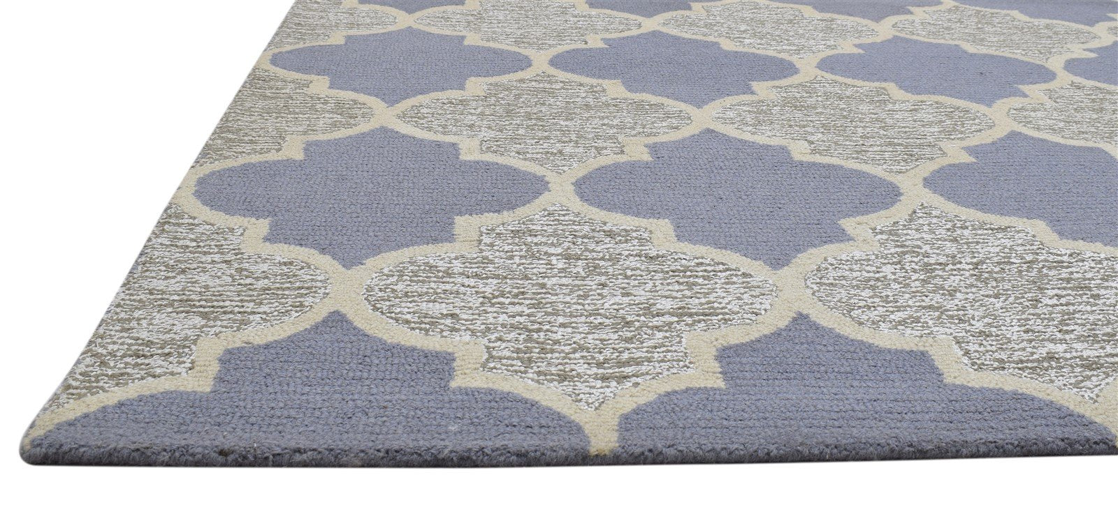 Grey Wool Rug 5' X 8' Modern Hand Tufted Moroccan Trellis Room Size Carpet