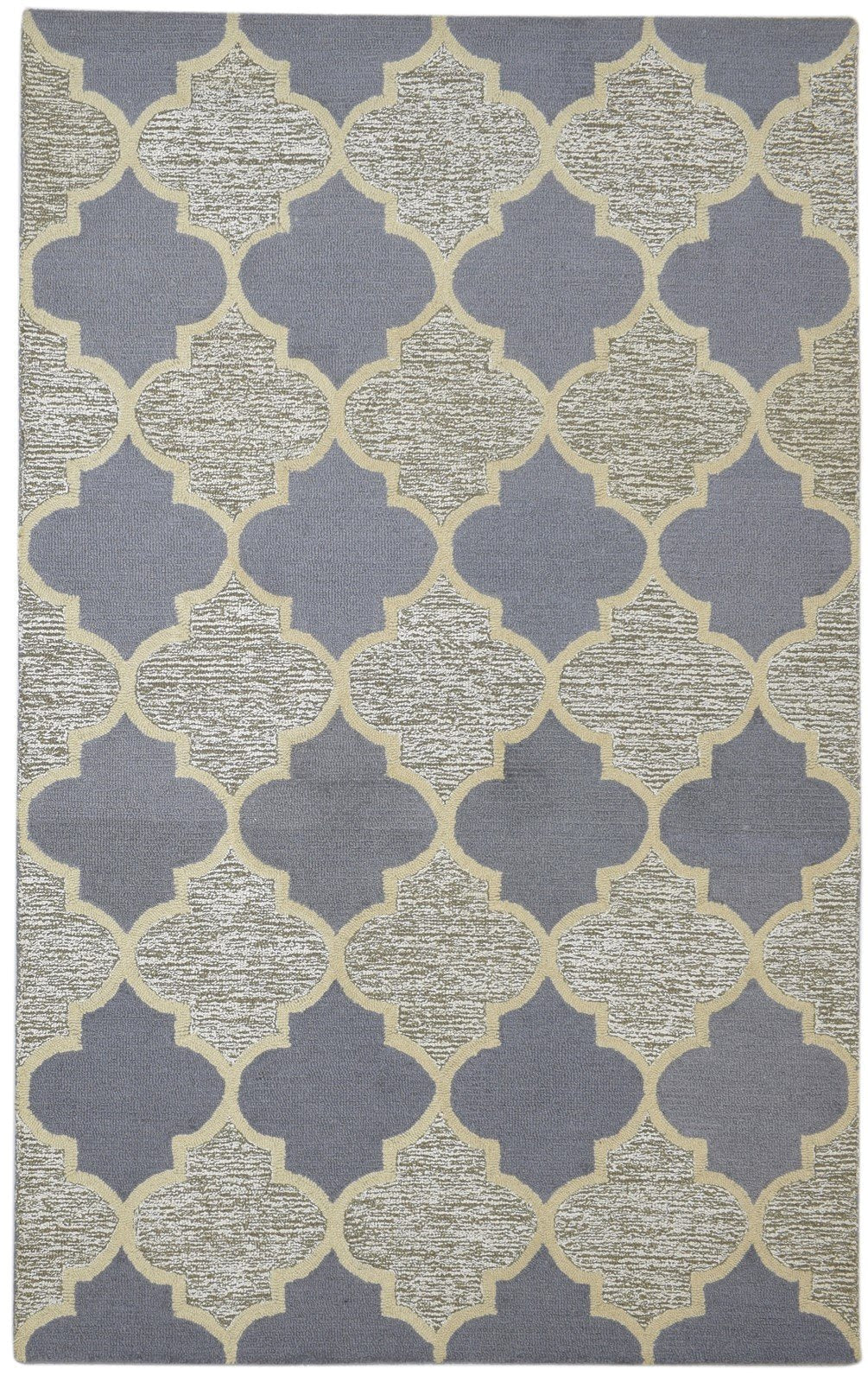 Grey Wool Rug 5' X 8' Modern Hand Tufted Moroccan Trellis Room Size Carpet