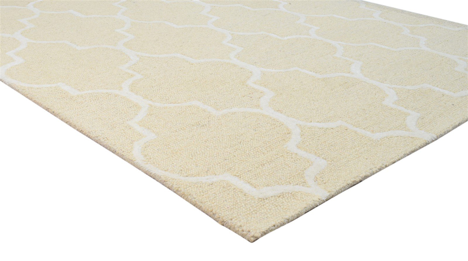 Wool Beige Rug 5' X 8' Modern Hand Tufted Moroccan Trellis Room Size Carpet 