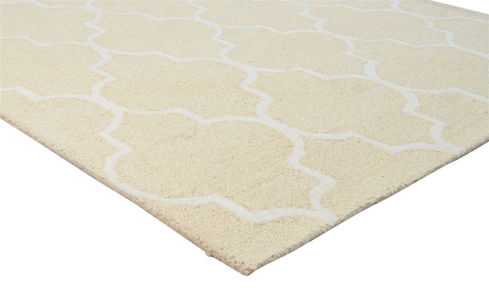 Wool Beige Rug 5' X 8' Modern Hand Tufted Moroccan Trellis Room Size Carpet 