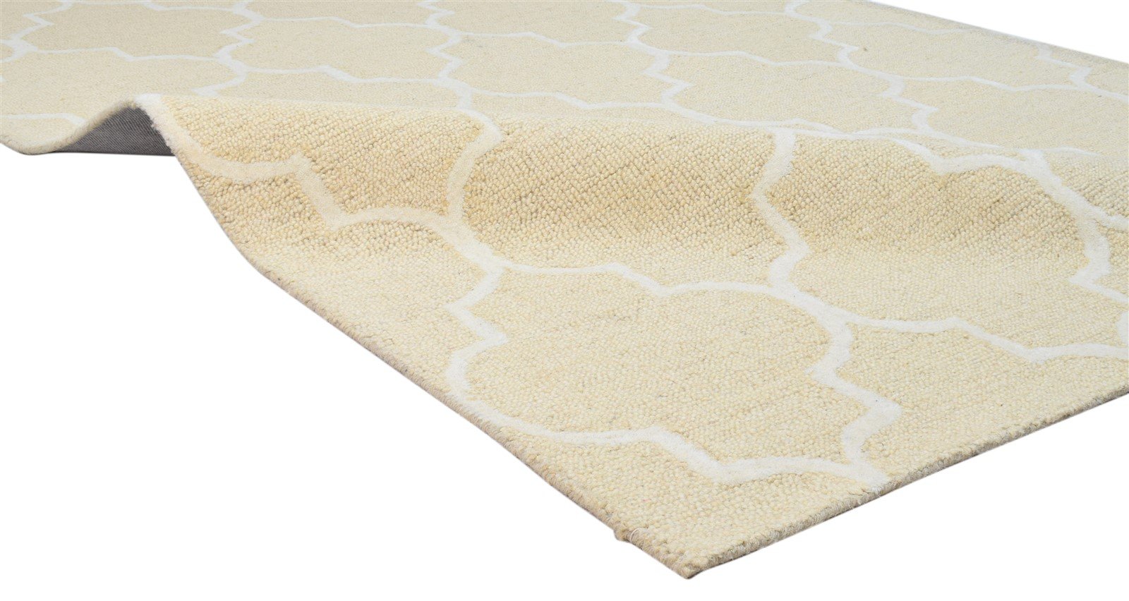 Wool Beige Rug 5' X 8' Modern Hand Tufted Moroccan Trellis Room Size Carpet 