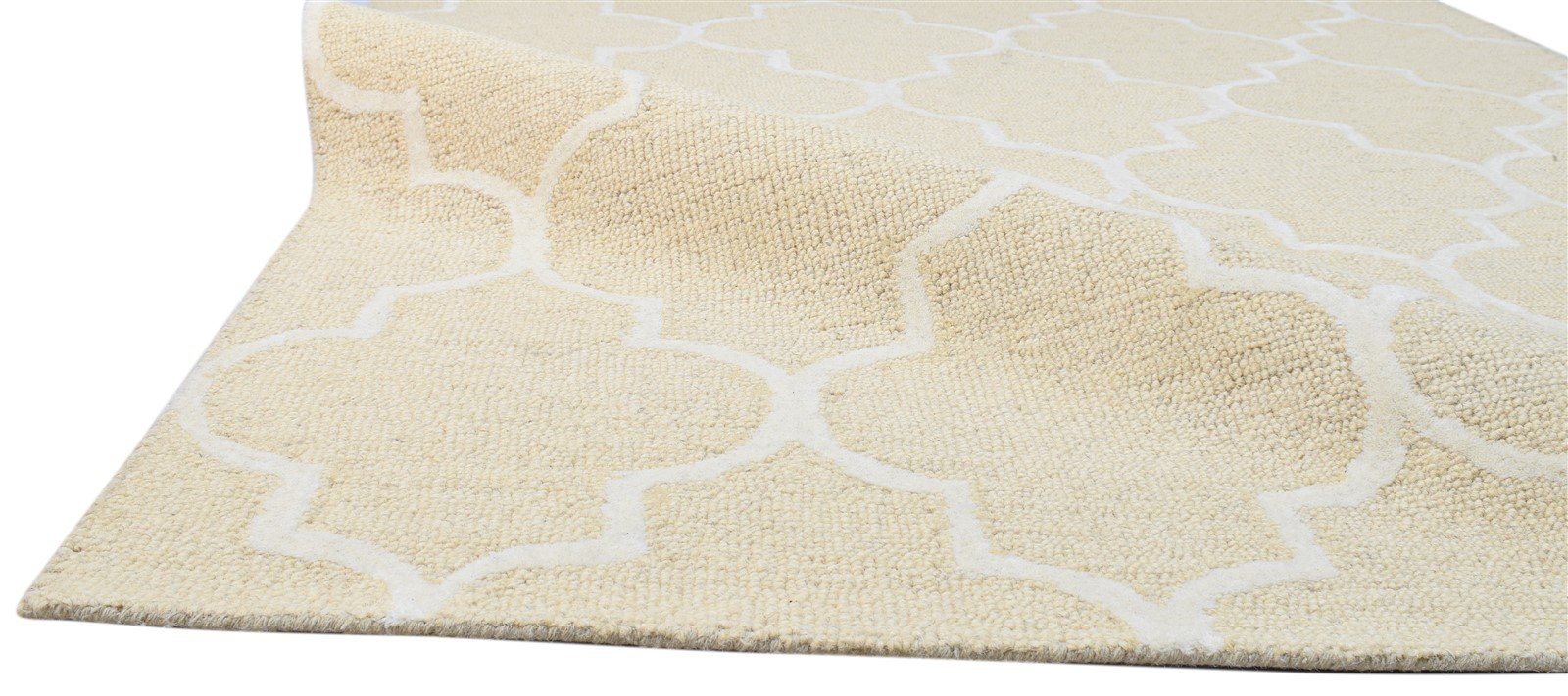 Wool Beige Rug 5' X 8' Modern Hand Tufted Moroccan Trellis Room Size Carpet 