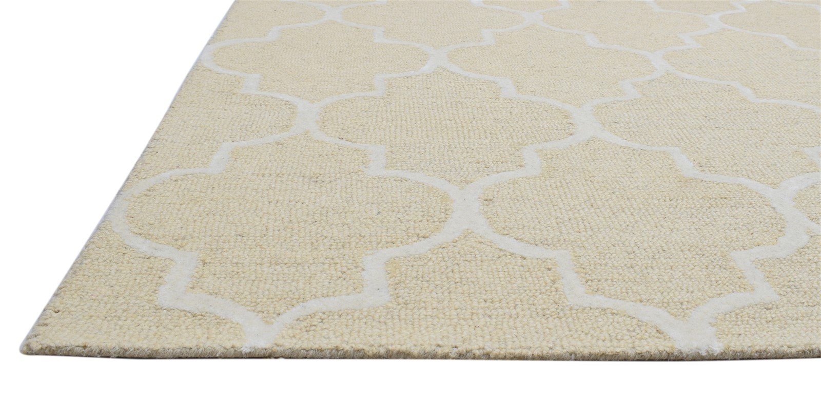 Wool Beige Rug 5' X 8' Modern Hand Tufted Moroccan Trellis Room Size Carpet 