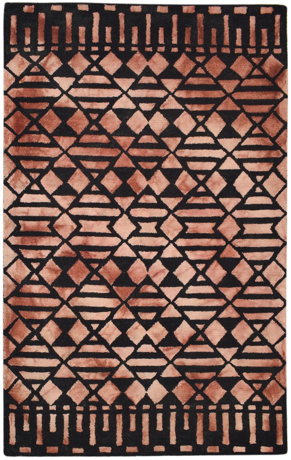 Hand Tufted Wine Wool Rug 5' X 8' Modern Scandinavian Geometric Room Size Carpet