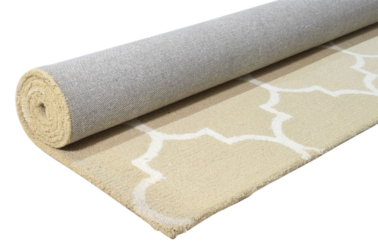 Wool Beige Rug 5' X 8' Modern Hand Tufted Moroccan Trellis Room Size Carpet 