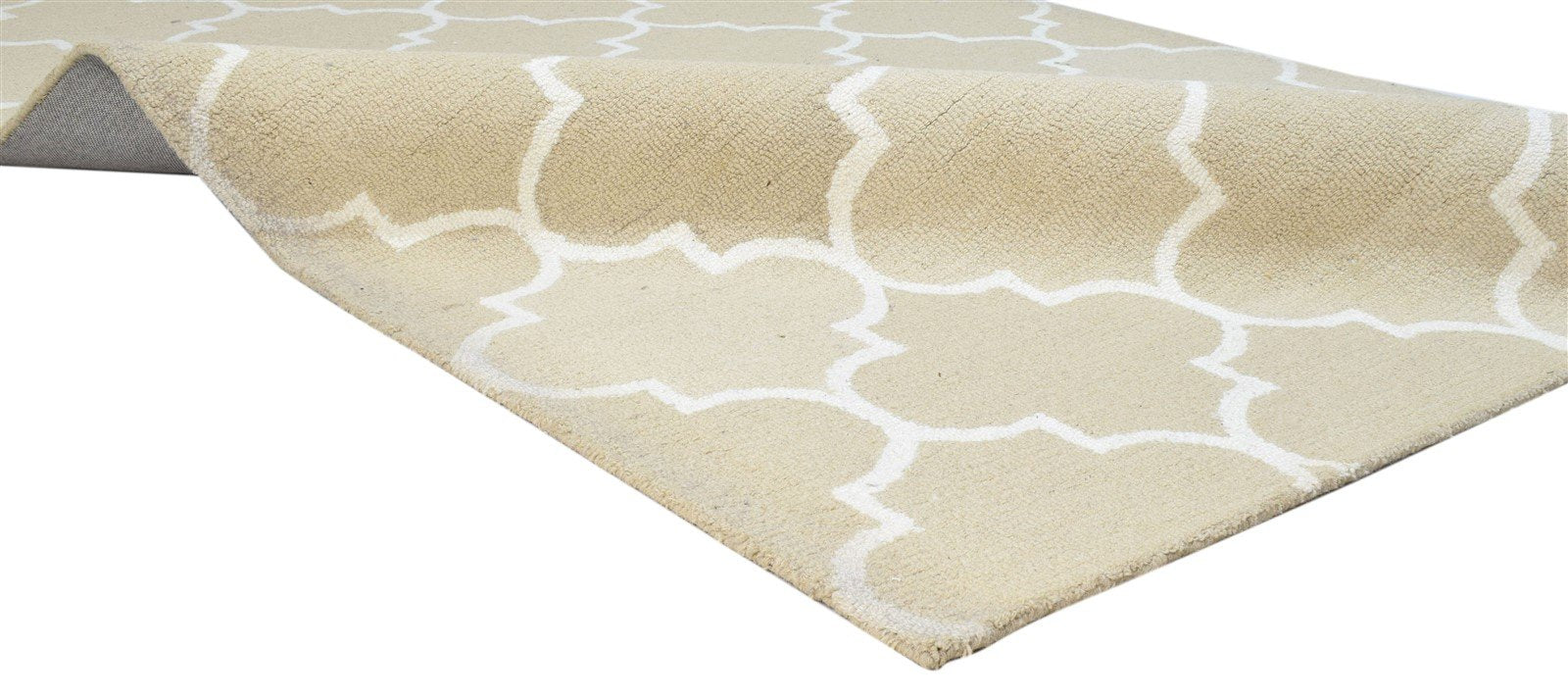 Wool Beige Rug 5' X 8' Modern Hand Tufted Moroccan Trellis Room Size Carpet 