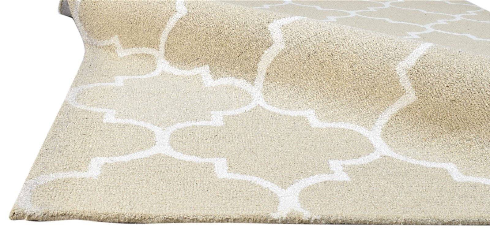 Wool Beige Rug 5' X 8' Modern Hand Tufted Moroccan Trellis Room Size Carpet 