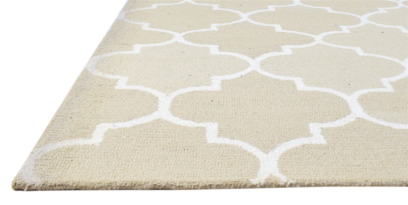 Wool Beige Rug 5' X 8' Modern Hand Tufted Moroccan Trellis Room Size Carpet