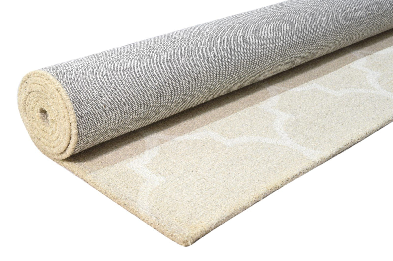 Beige Wool Rug 5' X 8' Modern Hand Tufted Moroccan Trellis Room Size Carpet  Area Rug 