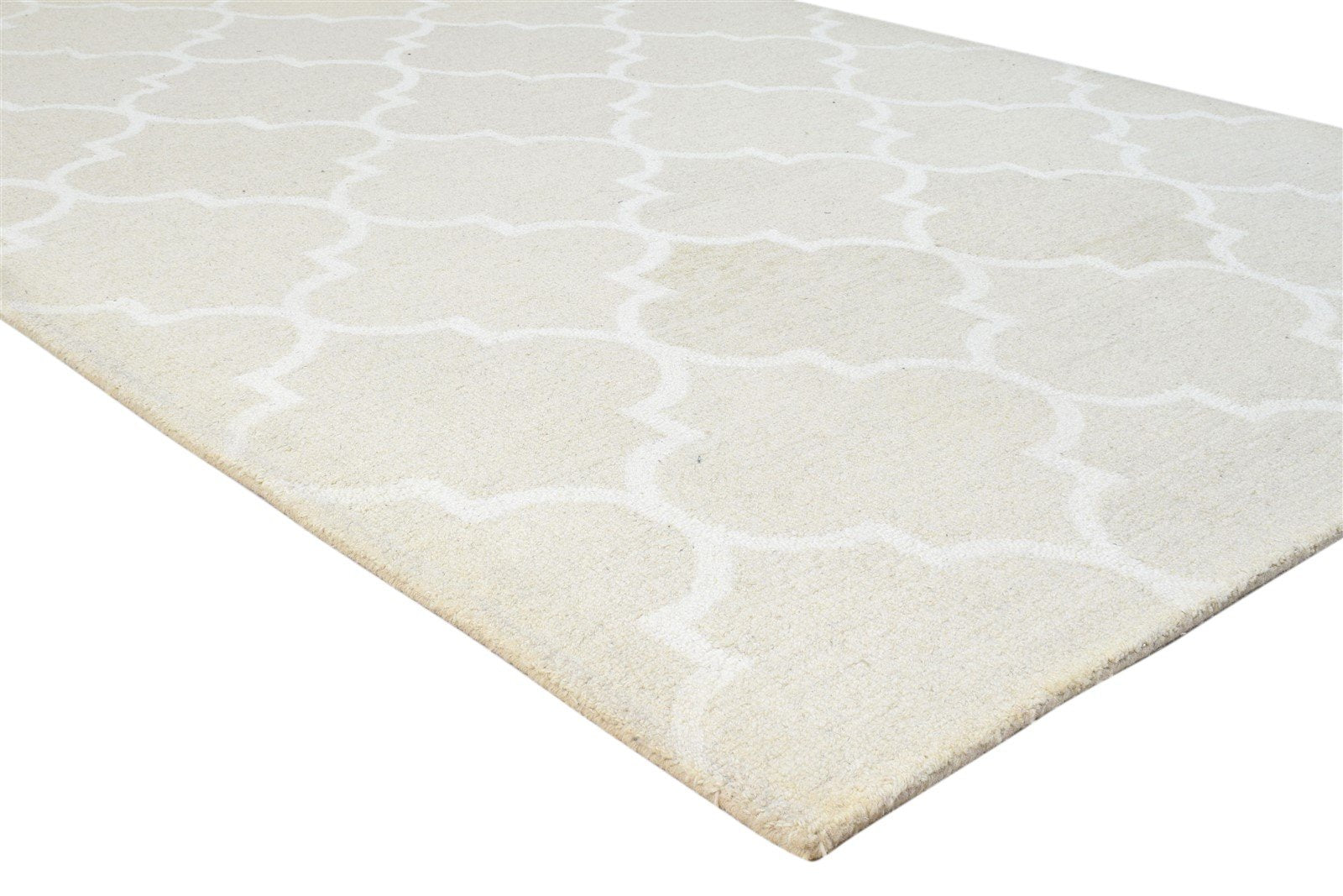 Beige Wool Rug 5' X 8' Modern Hand Tufted Moroccan Trellis Room Size Carpet 