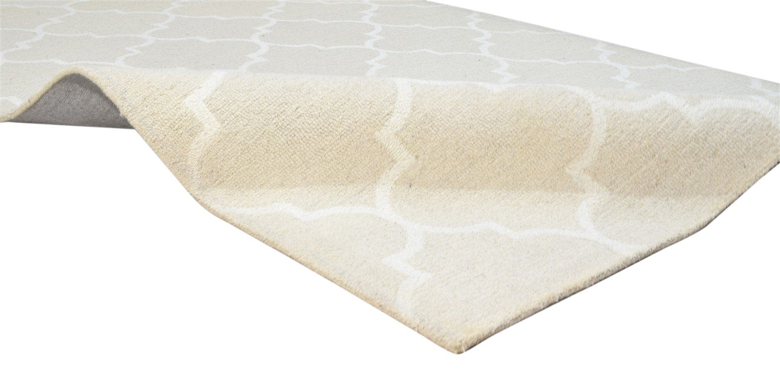 Beige Wool Rug 5' X 8' Modern Hand Tufted Moroccan Trellis Room Size Carpet 