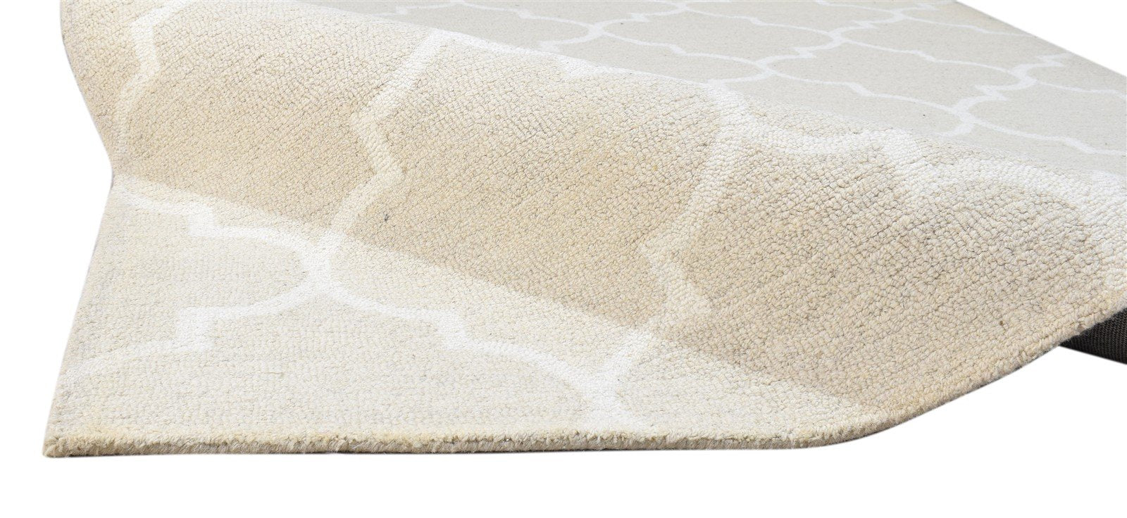 Beige Wool Rug 5' X 8' Modern Hand Tufted Moroccan Trellis Room Size Carpet 