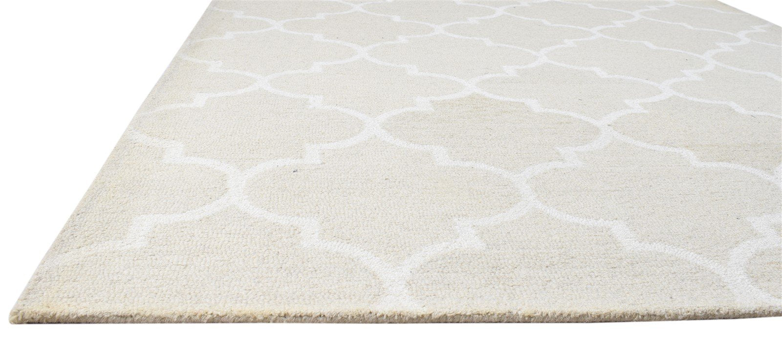 Beige Wool Rug 5' X 8' Modern Hand Tufted Moroccan Trellis Room Size Carpet