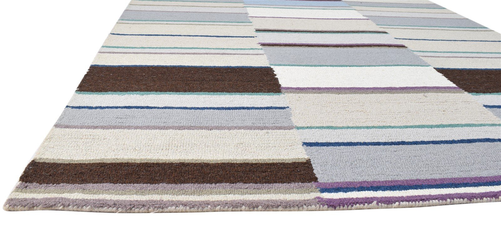 5X8 Rug Wool Multi Color Modern Hand Tufted Scandinavian Striped Room Size