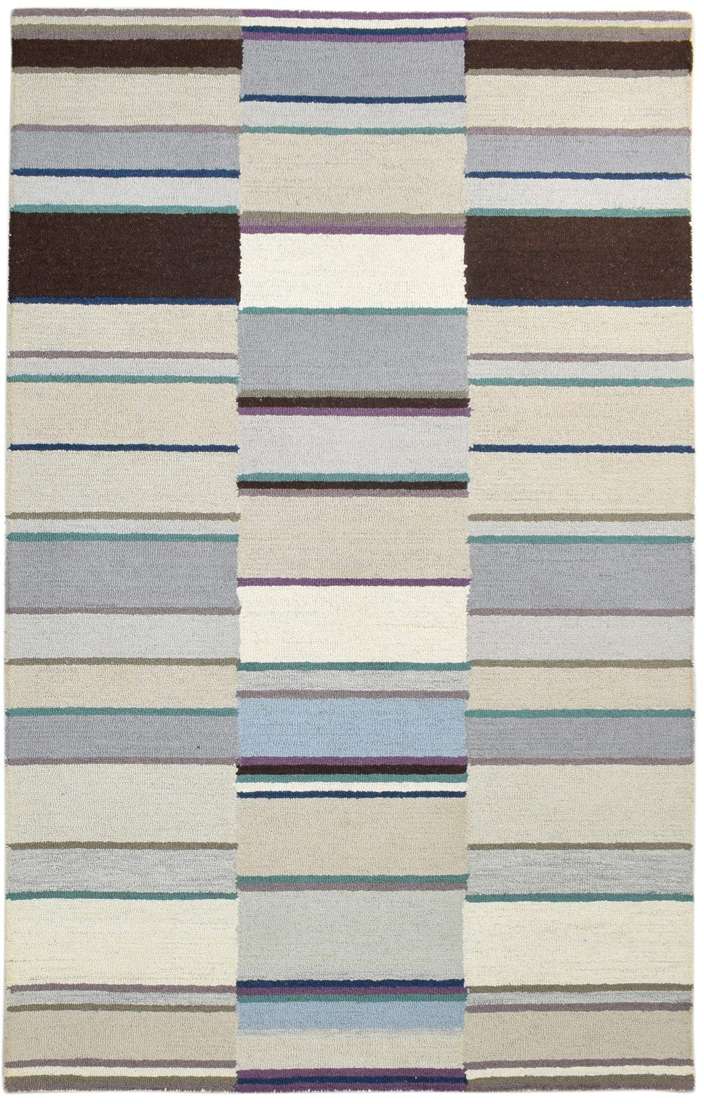 5X8 Rug Wool Multi Color Modern Hand Tufted Scandinavian Striped Room Size