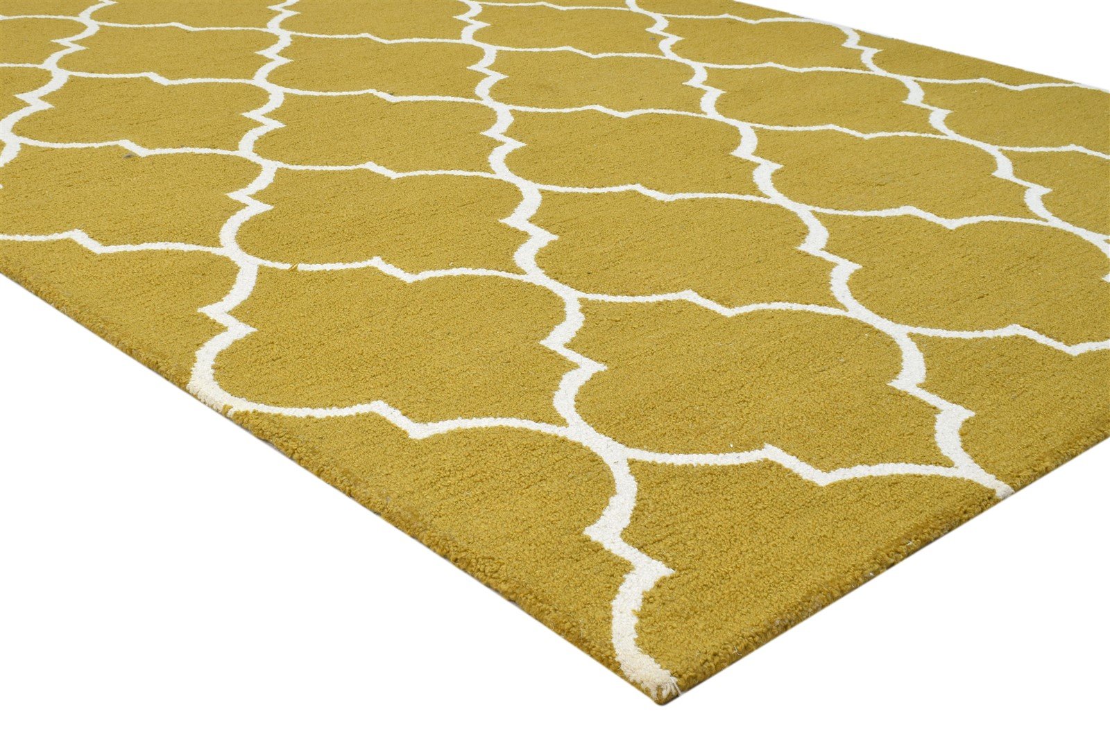 Gold Wool Rug 5' X 8' Modern Hand Tufted Moroccan Trellis Room Size Carpet 