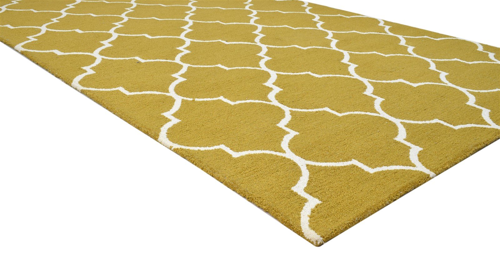 Gold Wool Rug 5' X 8' Modern Hand Tufted Moroccan Trellis Room Size Carpet 