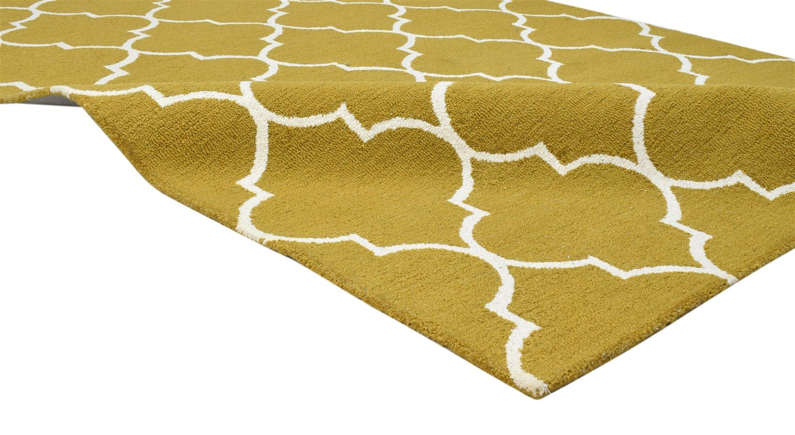 Gold Wool Rug 5' X 8' Modern Hand Tufted Moroccan Trellis Room Size Carpet 