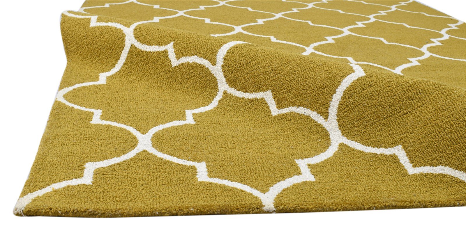 Gold Wool Rug 5' X 8' Modern Hand Tufted Moroccan Trellis Room Size Carpet 