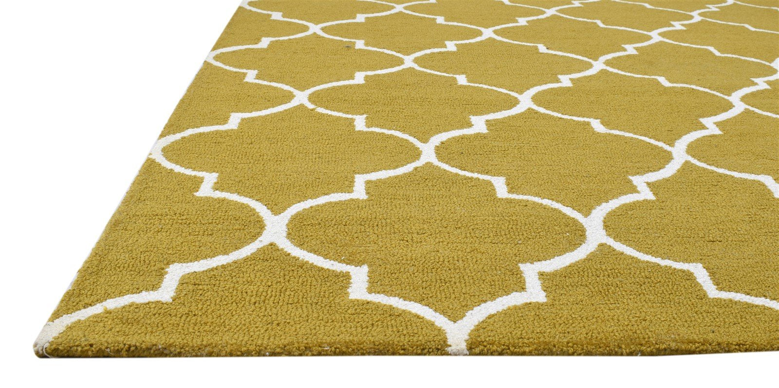 Gold Wool Rug 5' X 8' Modern Hand Tufted Moroccan Trellis Room Size Carpet