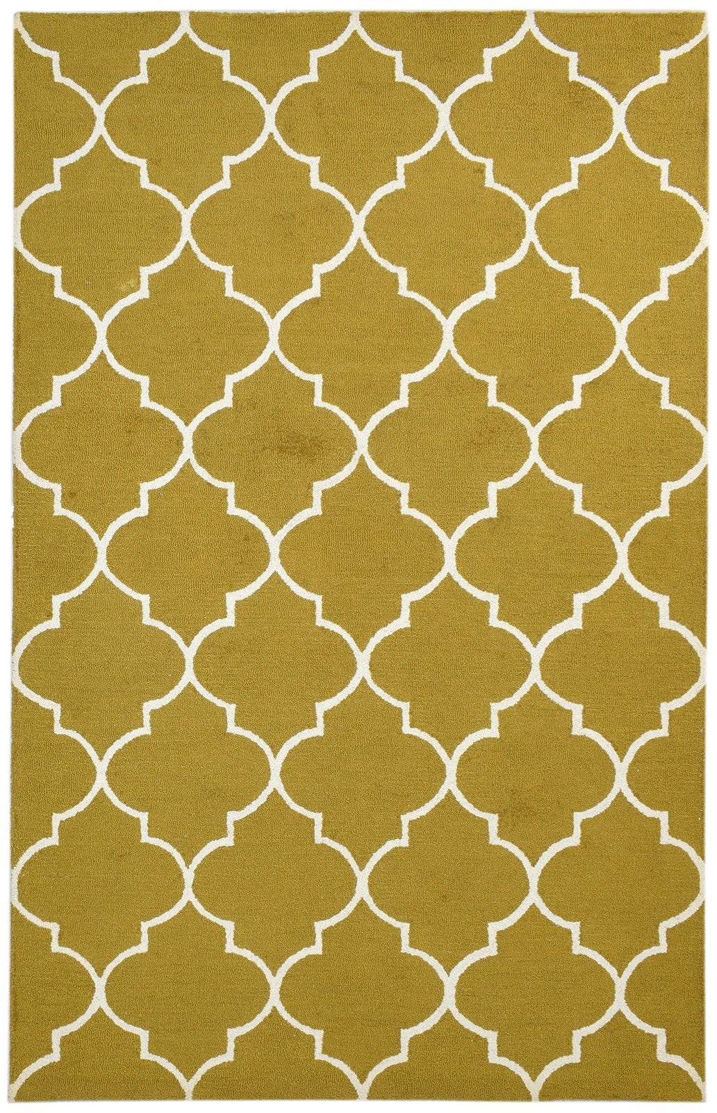 Gold Wool Rug 5' X 8' Modern Hand Tufted Moroccan Trellis Room Size Carpet