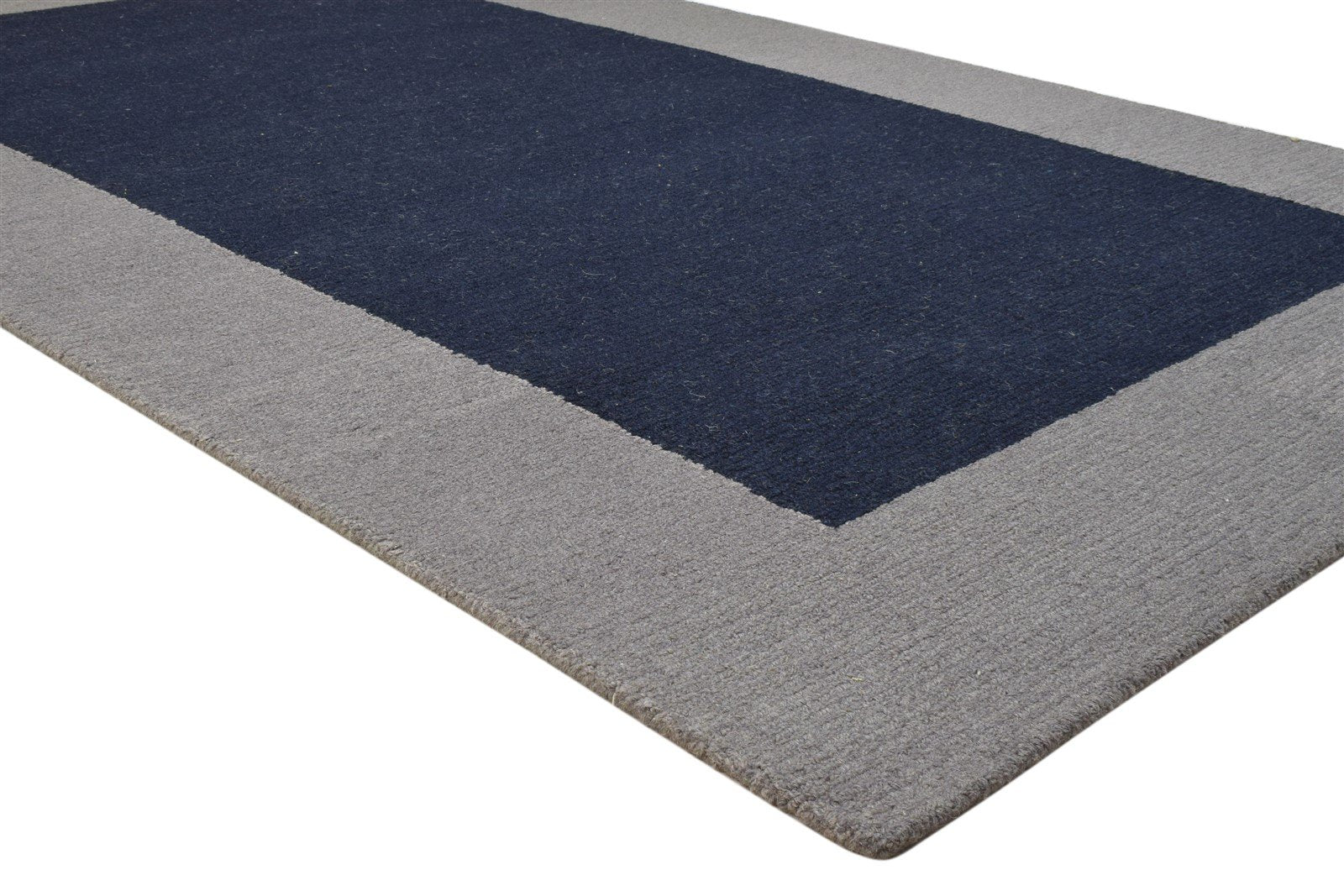 Wool Charcoal Rug 5X8 Modern Hand Tufted Scandinavian Bordered Room Size Carpet 