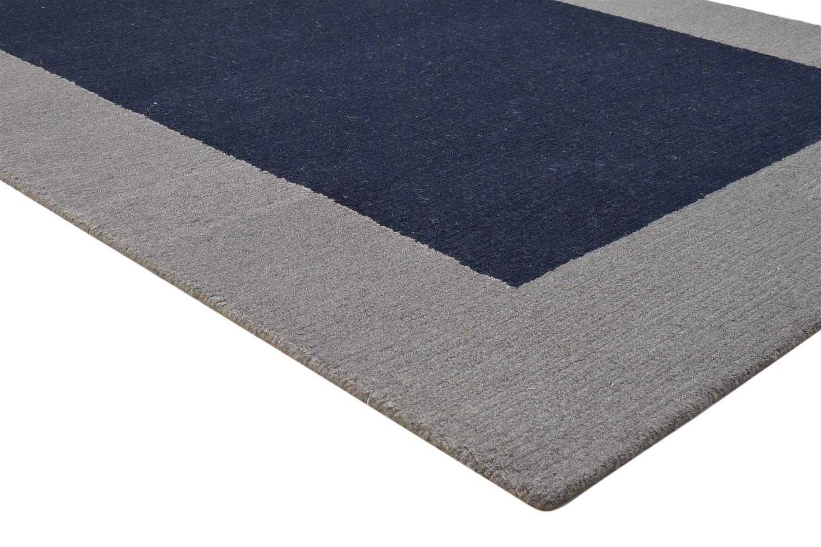 Wool Charcoal Rug 5X8 Modern Hand Tufted Scandinavian Bordered Room Size Carpet 