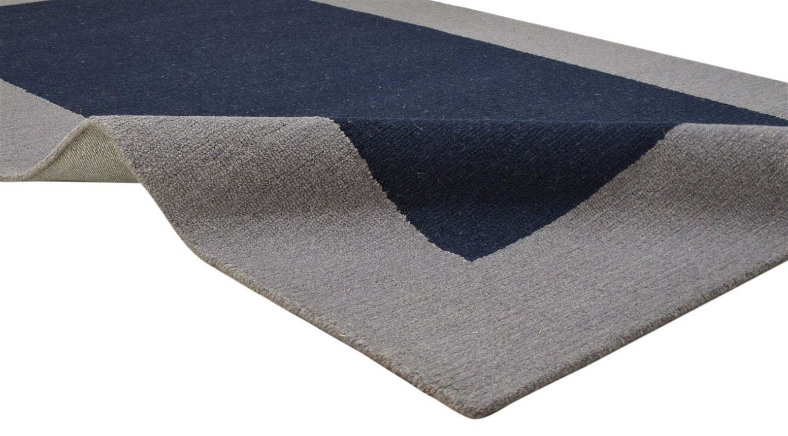 Wool Charcoal Rug 5X8 Modern Hand Tufted Scandinavian Bordered Room Size Carpet 