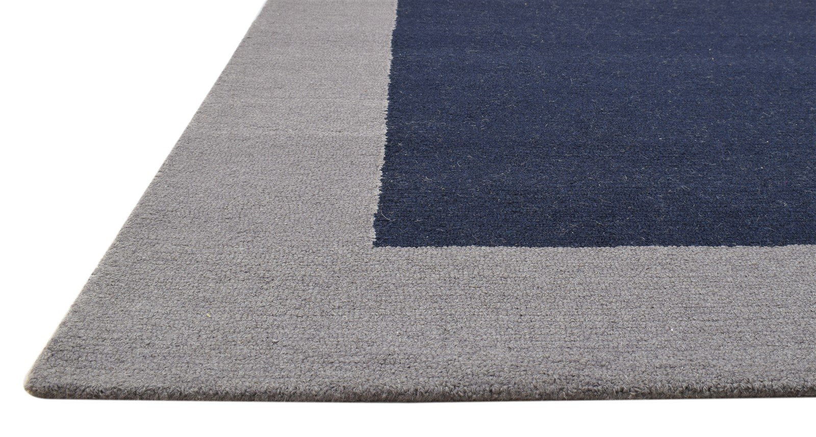 Wool Charcoal Rug 5X8 Modern Hand Tufted Scandinavian Bordered Room Size Carpet 