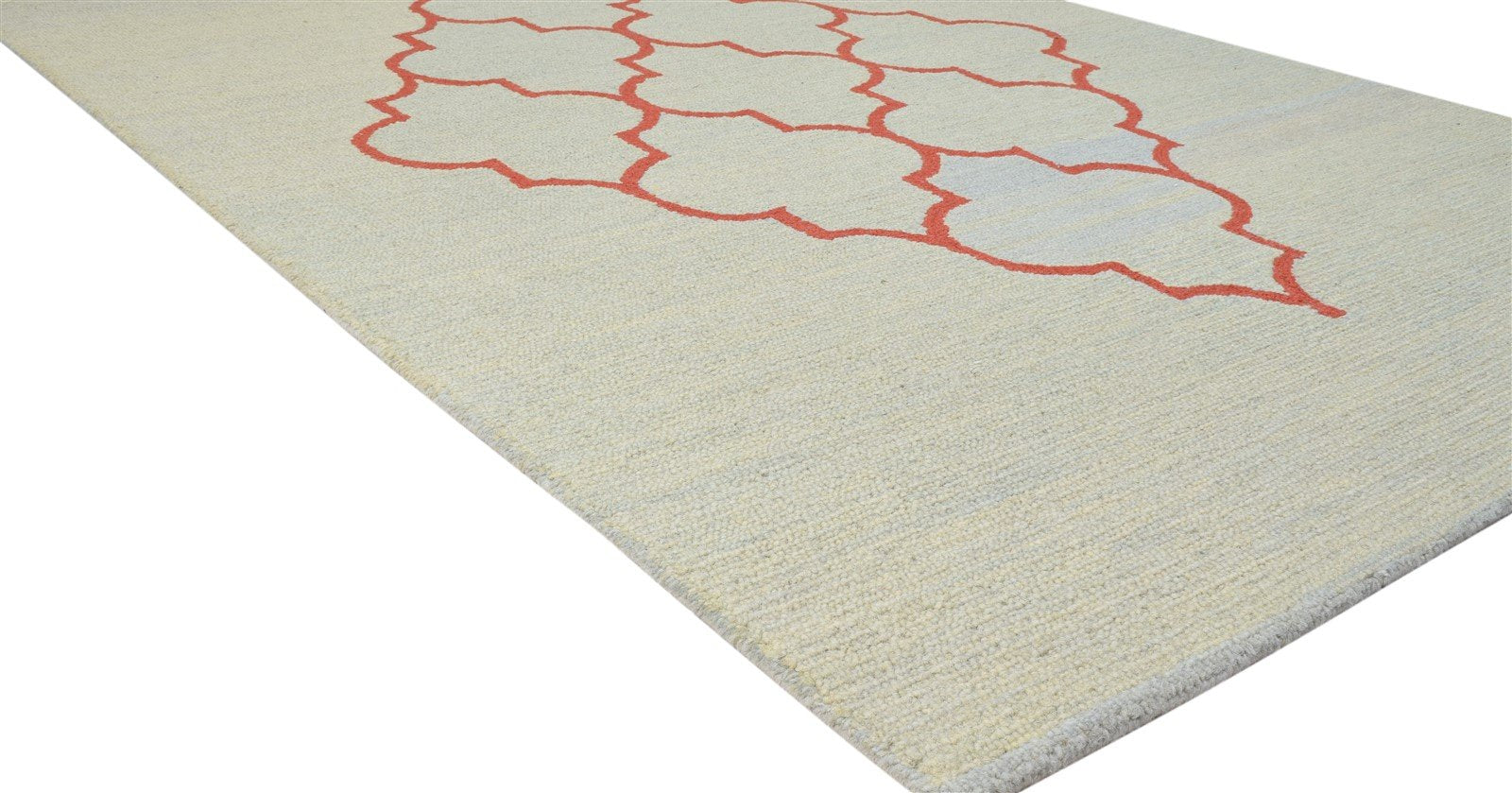 Beige Wool Rug 5' X 8' Modern Hand Tufted Moroccan Trellis Room Size Carpet 