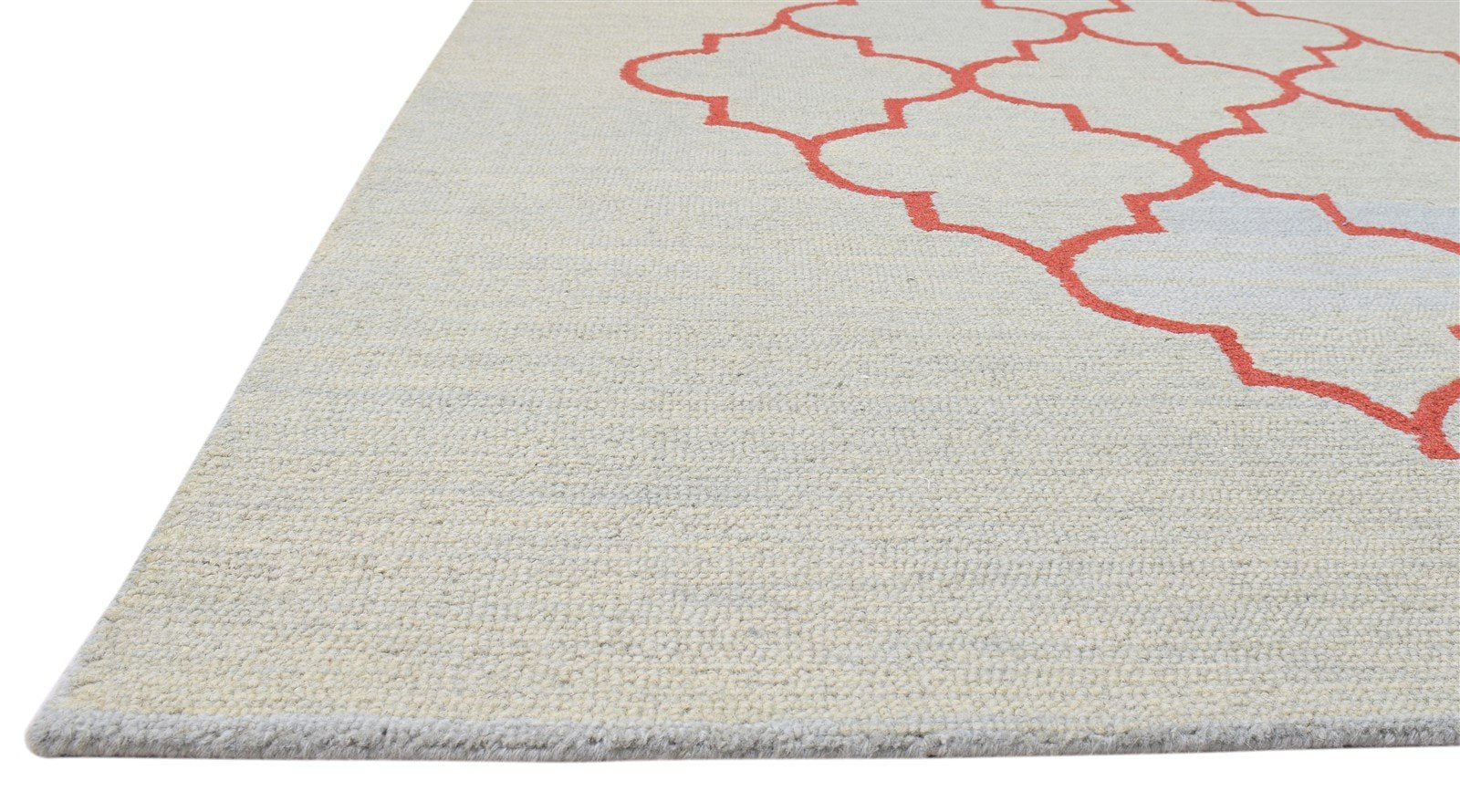 Beige Wool Rug 5' X 8' Modern Hand Tufted Moroccan Trellis Room Size Carpet