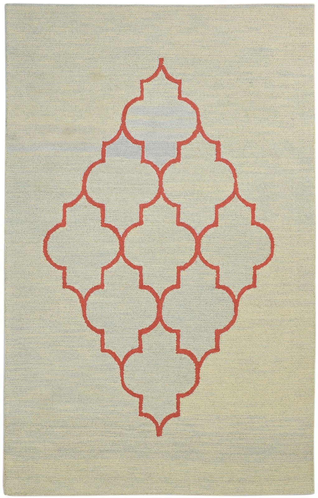 Beige Wool Rug 5' X 8' Modern Hand Tufted Moroccan Trellis Room Size Carpet