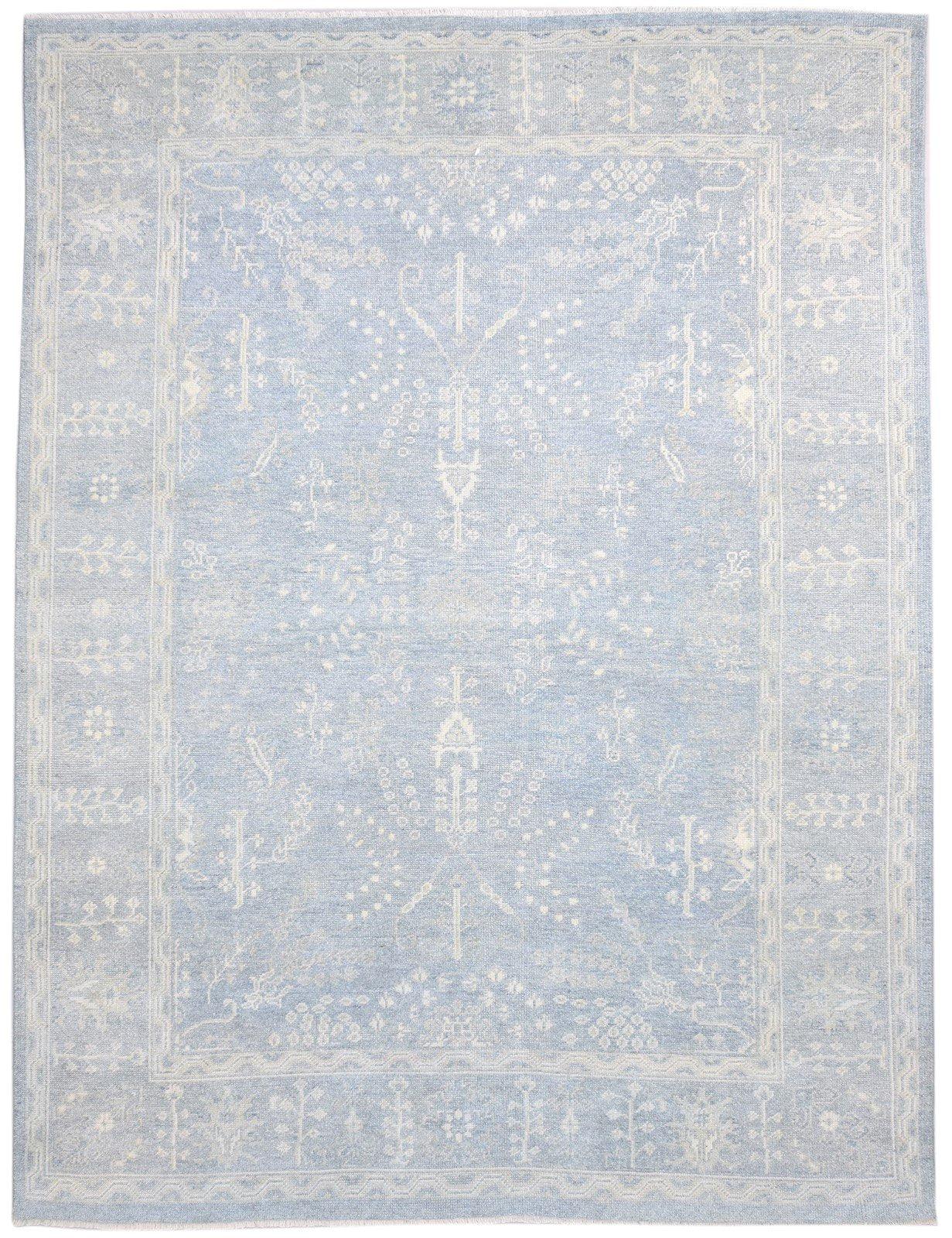 8X10 Rug Wool Silk Blue Persian Hand Knotted Sarouk-Indian Oriental Large   7864117362837