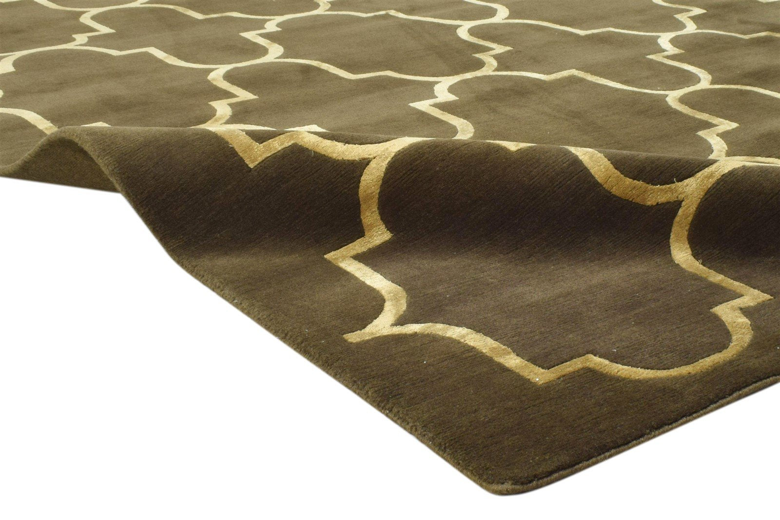 8X10 Rug Wool / Silk Charcoal Modern Hand Knotted Moroccan Trellis Large Carpet   7860695433365