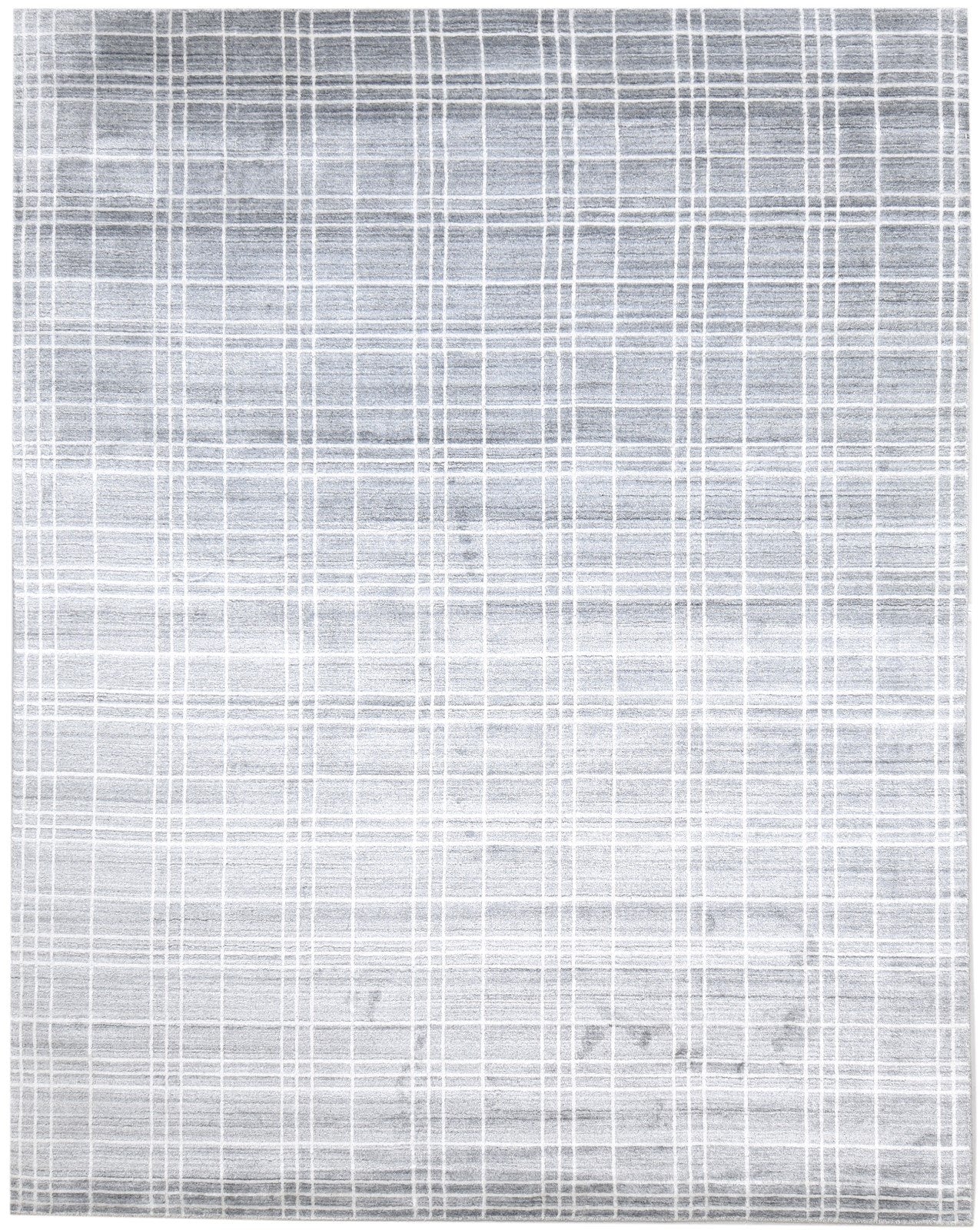 8X10 Rug Wool Silk Dark Grey Modern Handloom Scandinavian Plaids Large Carpet   7864399954069