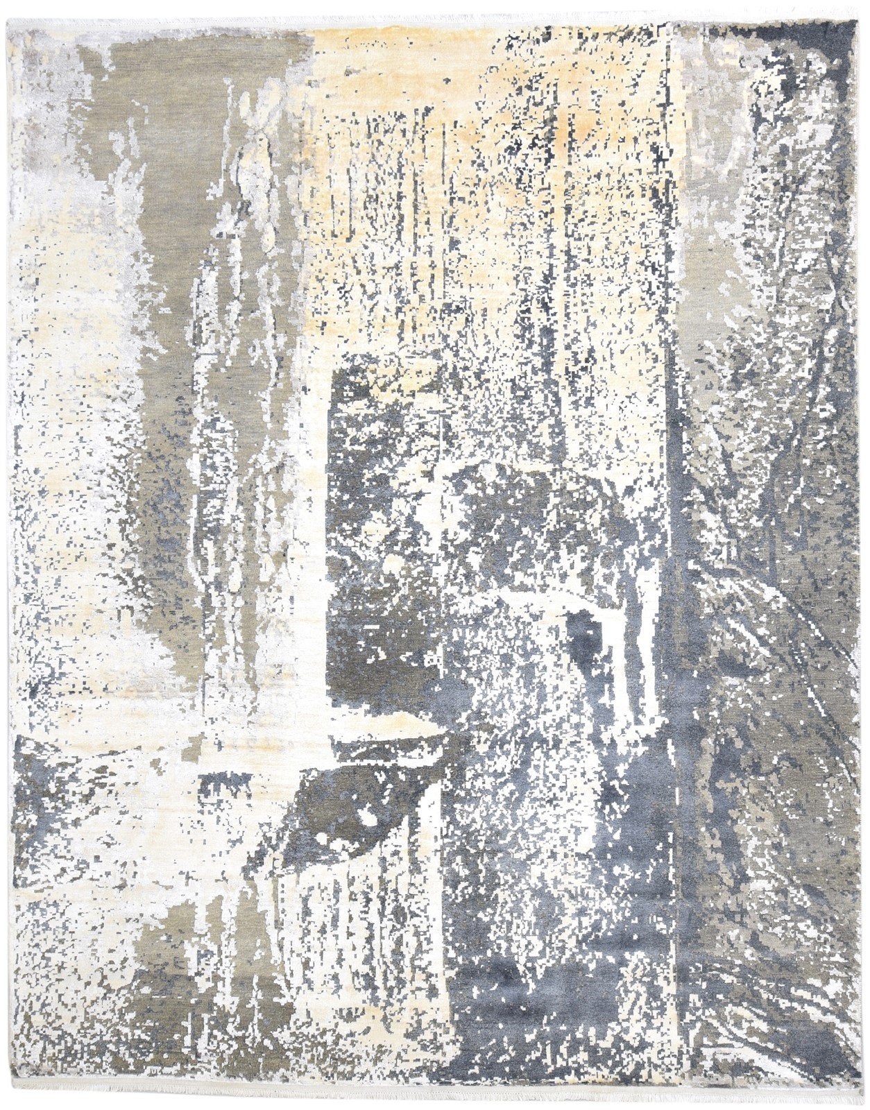 8X10 Rug Wool / Silk Grey Modern Hand Knotted American Abstract Large Carpet   7865106137237