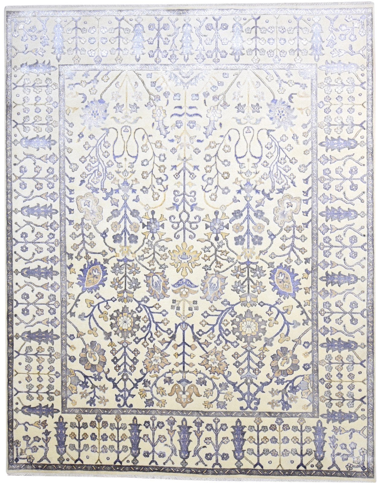8X10 Rug Wool / Silk Sand Persian Hand Knotted Sarouk-Indian Oriental Large   7864188338325