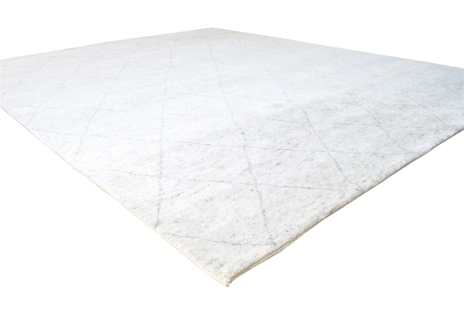 8X10 Rug Wool / Silk Silver Modern Hand Knotted Moroccan Trellis Large Carpet   7864997806229