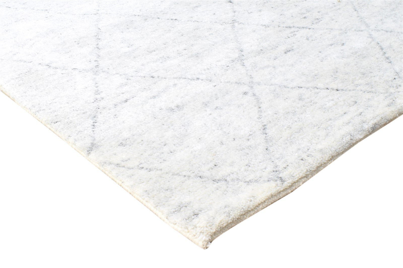 8X10 Rug Wool / Silk Silver Modern Hand Knotted Moroccan Trellis Large Carpet   7864997806229