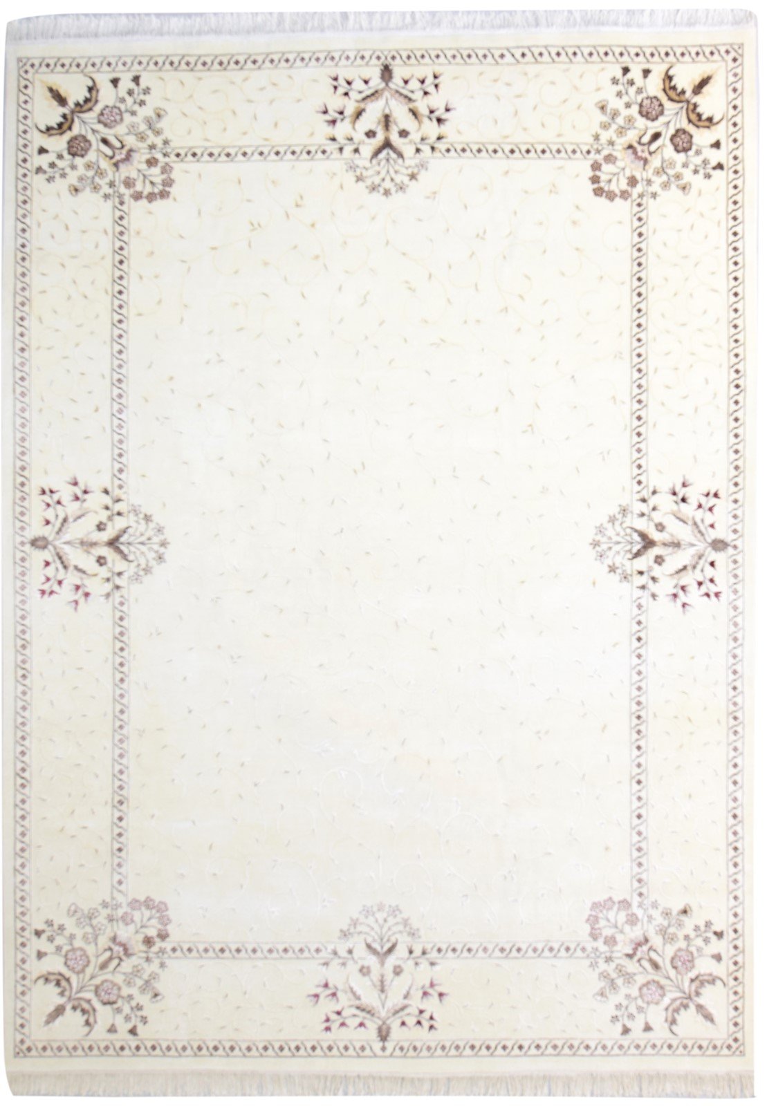 8X11 Rug Wool / Silk Cream Persian Hand Knotted Abbuson Oriental Large Carpet   7865124651157