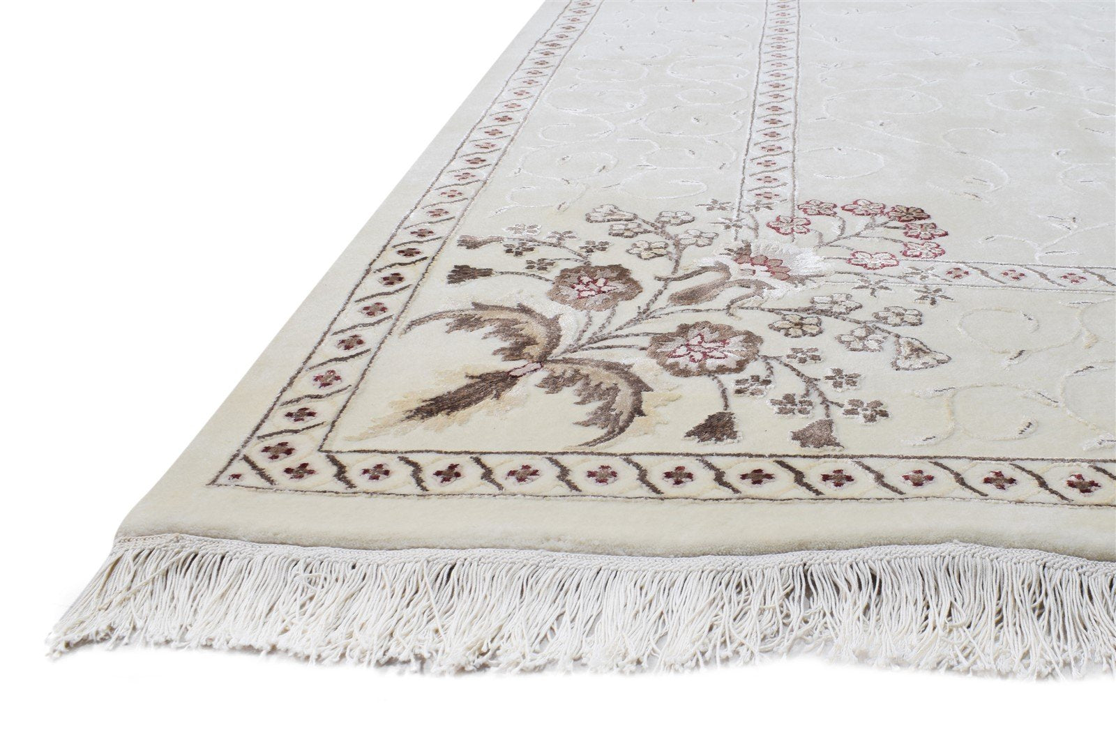 8X11 Rug Wool / Silk Cream Persian Hand Knotted Abbuson Oriental Large Carpet   7865124651157
