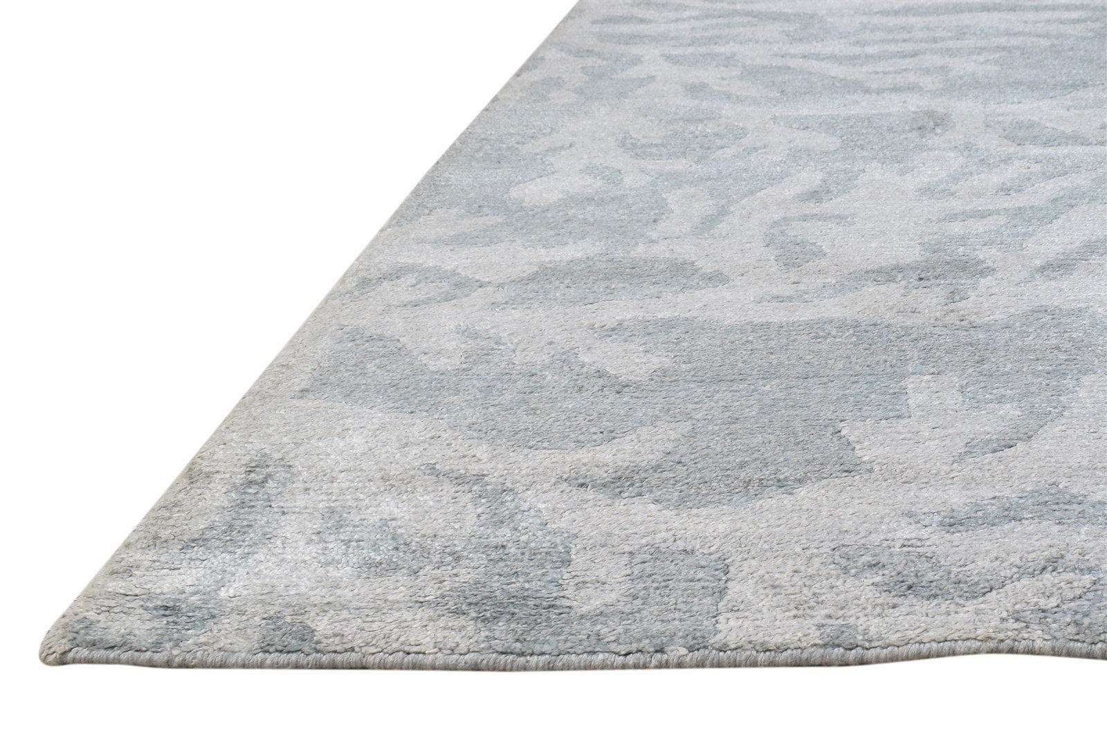Babbette 8X9 Rug Rayon From Bamboo Grey Modern Hand Knotted French Floral   7864494555285