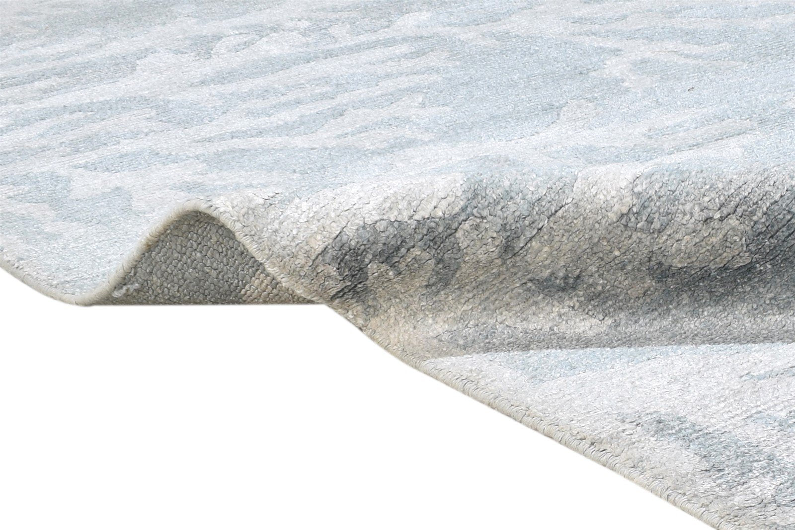 Babbette 8X9 Rug Rayon From Bamboo Grey Modern Hand Knotted French Floral   7864494555285